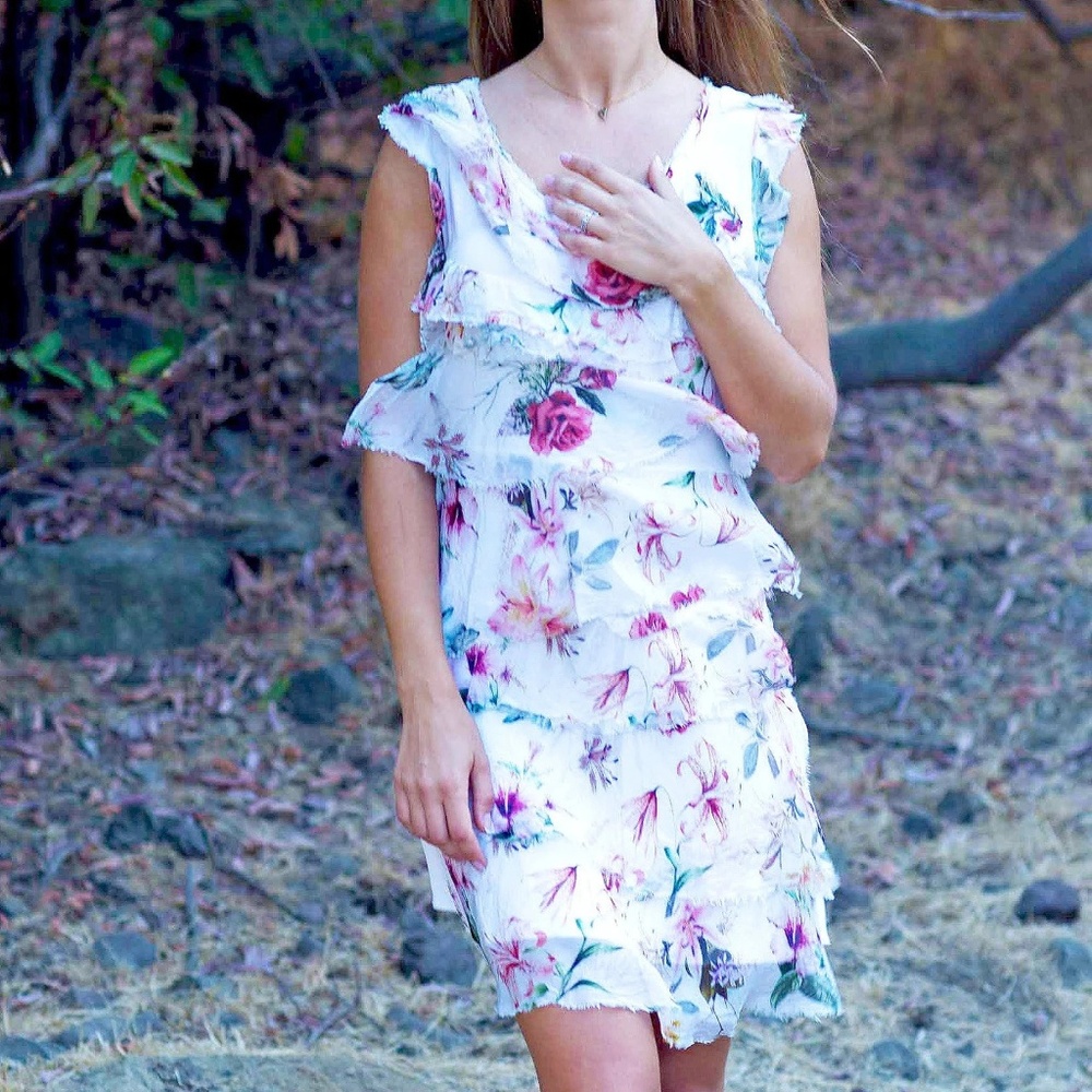 Babydoll Sleeveless Silk Floral Dress